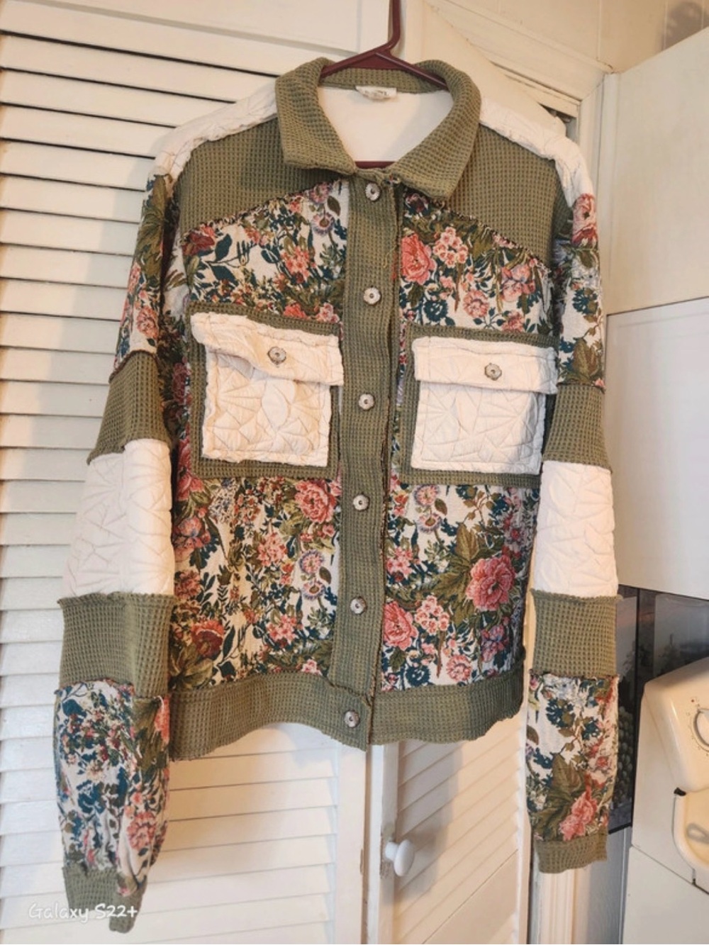 POL Vintage Washed Jacquard Color Block Jacket Size Large